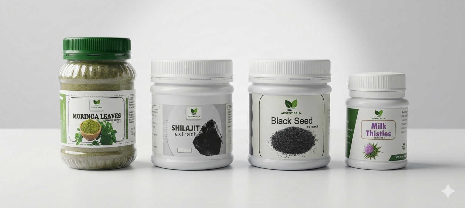 Herbal Liver Health Supplement | Natural Detox Support Herbal liver health supplement with milk thistle black seed moringa and shilajit